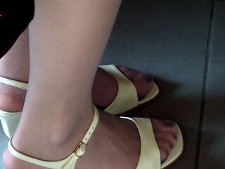 Tapping in Cream Colored Sandals