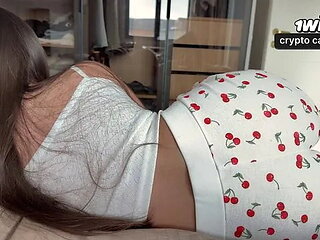 I Got Horny From Step Sis Big Ass On My Bed And Started Jerking Off Behind Her