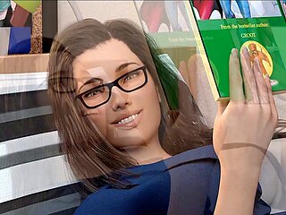 Curvy brunette with a big ass and big boobs in a steamy adult visual novel