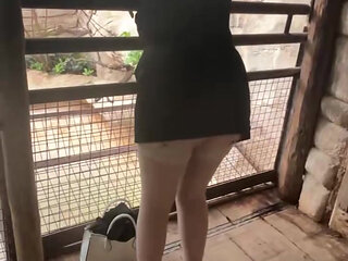 Slut in Public Visits Butt Plug Micro Skirt and Garter Belt