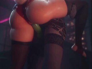 Widowmaker Fucks Bunny Mercy with a Strap-on in the Club