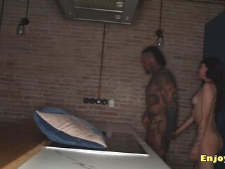 Sweet black-haired got tatted by her sexually attractive BF in full HD - amazing hard-core blowjob!