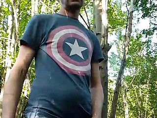 Pissing and jerking off in the park