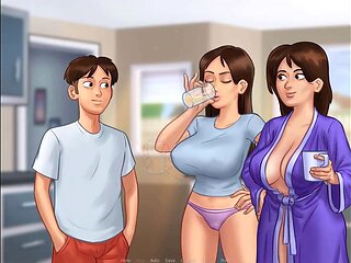 Stepmom's morning breakfast with a hilarious twist in summertime saga