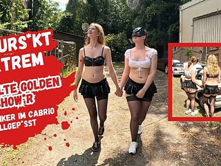 Teen & MILF Pee on Mechanic in Car  Full Bladder Golden Shower