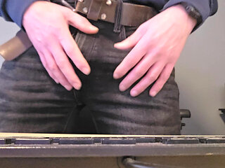 Playing with my cock in the office