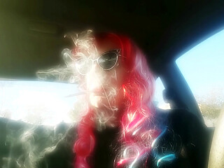 MATURE RED HEAD MRS. ROMAN CAR SMOKING VS 120 MENTHOLS