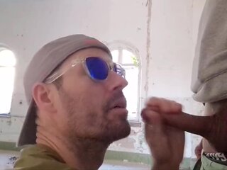 A Tourist Visiting An Abandoned Building Gets His Big Cock Sucked By A Guy