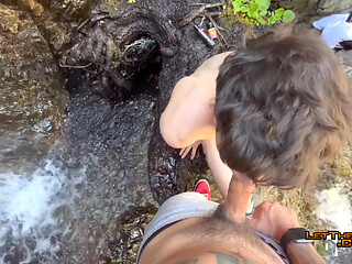 Tatted Gay Stepdaddy Fucks Twink Public Hiking Waterfall Fucking Caught Hardcore Anal Big Cumshot Uncut