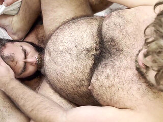 Hairy Bear Dominates and Pounds Eager Hole Every Position Ends up Breaking the Bed