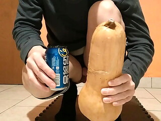 Really huge pumpkin with a cock shaped that can only be inserted in my ass