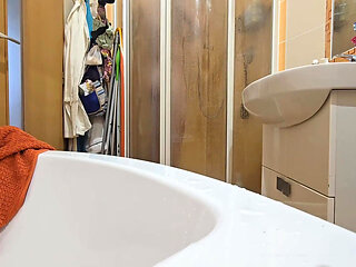 Hairy Guy Taking a Shower at His Female Friend's Place