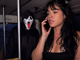 Ghostface Follows Sylenna in Transport, Deepthroats Her & Fucks