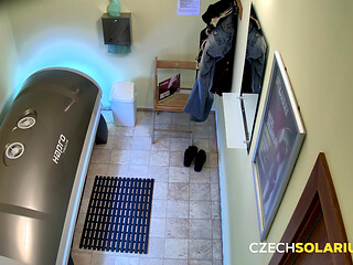 Czech Solarium 41: Brunette Puts on Another Hot Pussy Show