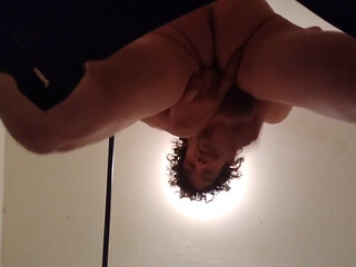 Solo Free-standing Self-assfingering Orgasm & Massive Climax to Start My Day