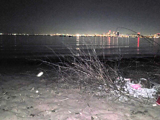 oiled masturbating and piss on the nude beach at night