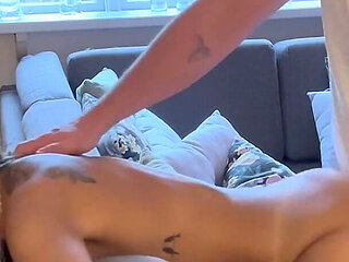 MILF Gets It From Behind in the Sofa and Hubby Finish in Her Mouth