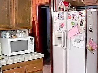 Redhead and blonde having hot kitchen fuck