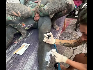 Tattooeed and Piercings Titty Tattoo Session Turns Into Wild Anal Ride