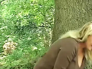 Fat Blonde MILF Sharon Lane Gets a Big Dick in the Woods
