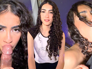Beautiful 18-year-old Latina nervously records her first sextape for her profile