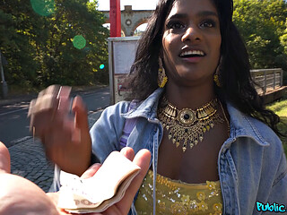 Suraya Ndia flashes at the bus stop and gets fucked outdoors by Martin Gun