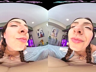 Passionate brunette teen enjoys intense sensual VR pleasures