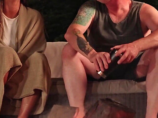 Brazilian Latina Engages in Passionate Sex with Old Man at the Campfire Outdoor