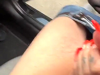 Latex Street Slut Fucks Stranger in Car!