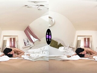 Virtual Reality Beauty Sucks Cock and Takes Facial