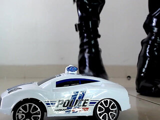 Domme Giantess Latex Boot Stomped Crushed Cop Car