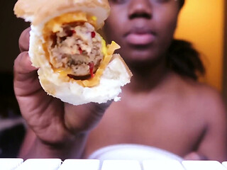 Topless Eating Food