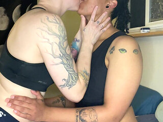 Real Lesbians Passionate and Romantic Makeout