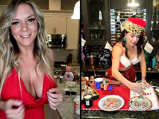 Non stop blonde with big boobs cock jerks off on the bed