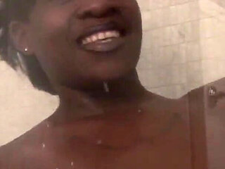 Oshun Breeze BBW ebony-skinned busty fucks black cock to enjoy cum