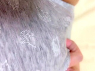 Hairy Amateur OL gets wet and moans during solo finger fuck