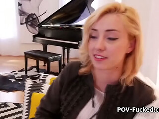 Big dick for cute blonde spinner on her first video shoot