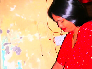 Hot Indian Wife in Red Saree Gets Her Feet Pressed Then Fucked Hard by Husband