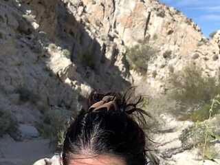 Outdoor Blowjob While Hiking in the Desert - Amateur Wmaf - Cum in Mouth Public BJ Swallow