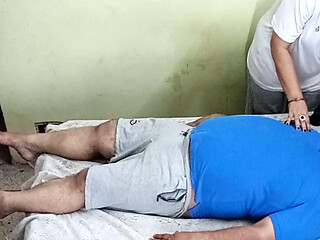 Horny nurse gives hot patient a hand job and rides his hard cock on the