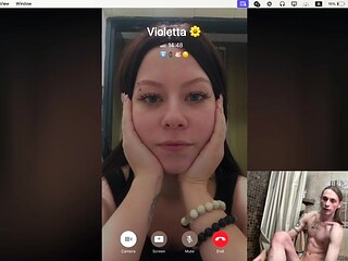 Webcam model makes him cum twice via private call