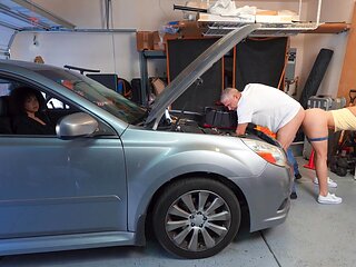 Lastful blonde slut Jenna Madison gets fucked in the garage