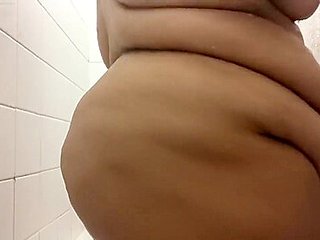 Latina BBW showers and plays with butt plug