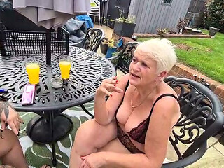 Joolz and Cheyenne Rose smoking in the garden