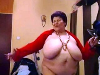 Big-Titted BBW Granny Dances on Webcam