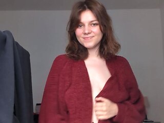 My red cardigan is so comfortable, not as much as being naked though