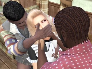 Wild freaks lure the cleaning lady and wreck her in the senior home