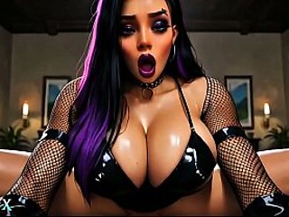 Goth Latina gets a sloppy blowjob and titfuck in haunted mansion