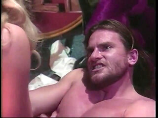 Beautiful blonde haired girl gets drilled in the costume room