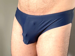 New Blue Speedo and Chastity Cage